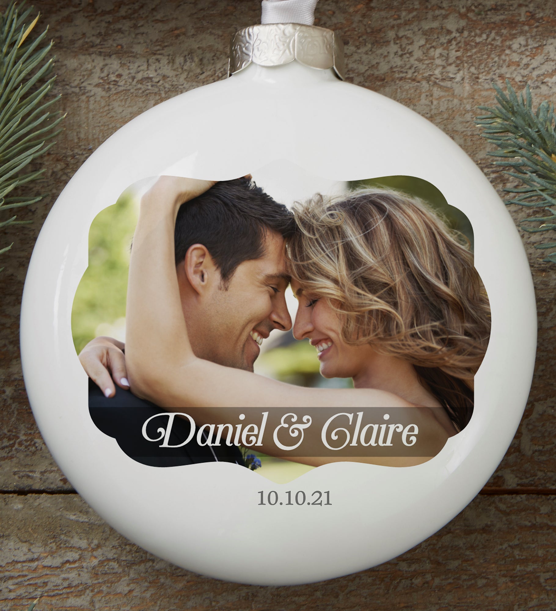 Wedding Day Photo Personalized Deluxe Globe Ornament